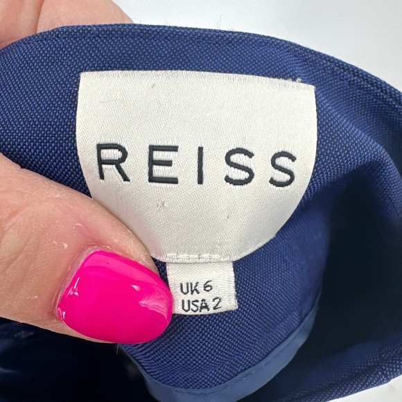 Reiss Wool blend Pencil skirt Royal Navy Blue Size 2 - Picture 4 of 5